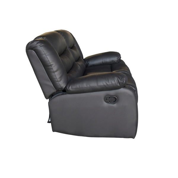3+2 Seater Recliner Sofa Set - Faux Leather Reclining Couch in Black for Living Room, Home Theater & Family Lounge