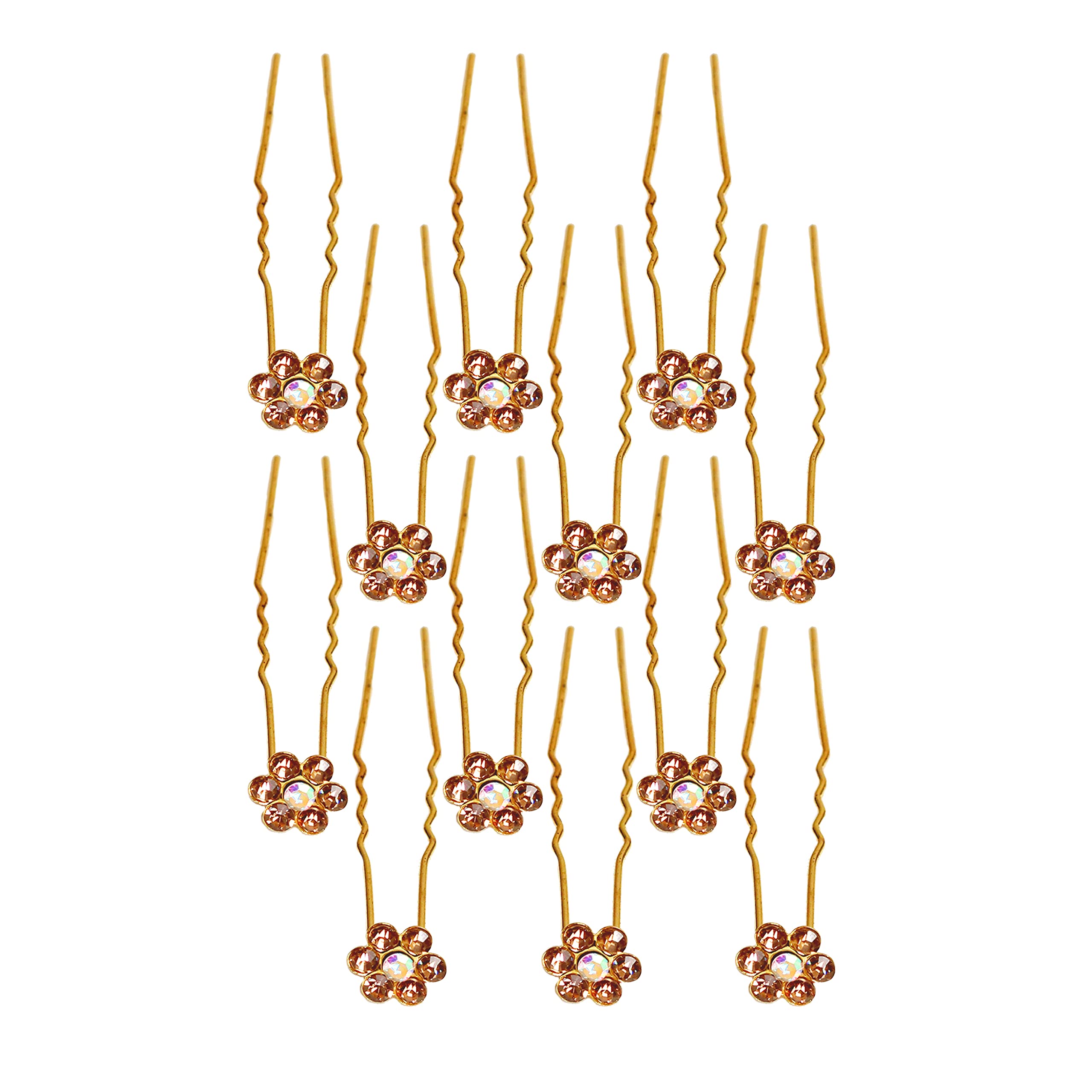 24-Piece Multi-Color Juda Pins for Bridal Hair Bun Decoration - Gold Stone Hair Pins for Women & Girls - Perfect for Weddings, Prom, and Special Occasions
