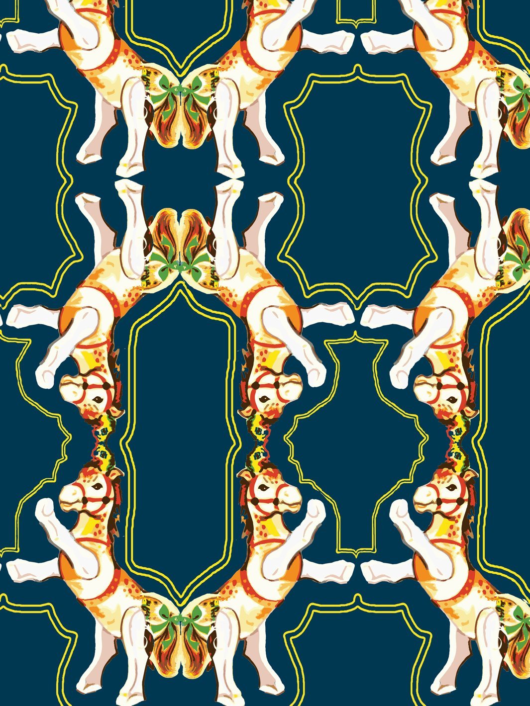 Fisher Price™ 'Horse Arc' Navy Blue Wallpaper - Nursery Decor, Kids Room Wall Covering for Playrooms & Bedrooms