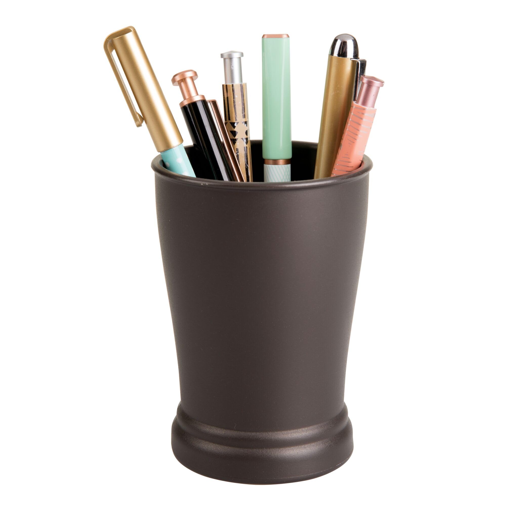 iDesign Plastic Bathroom Countertop Organizer Set of 2 - Bronze Vanity Storage Cups for Toothbrush, Makeup & Skincare - Perfect for Bathroom, Bedroom or Office Countertop Organization