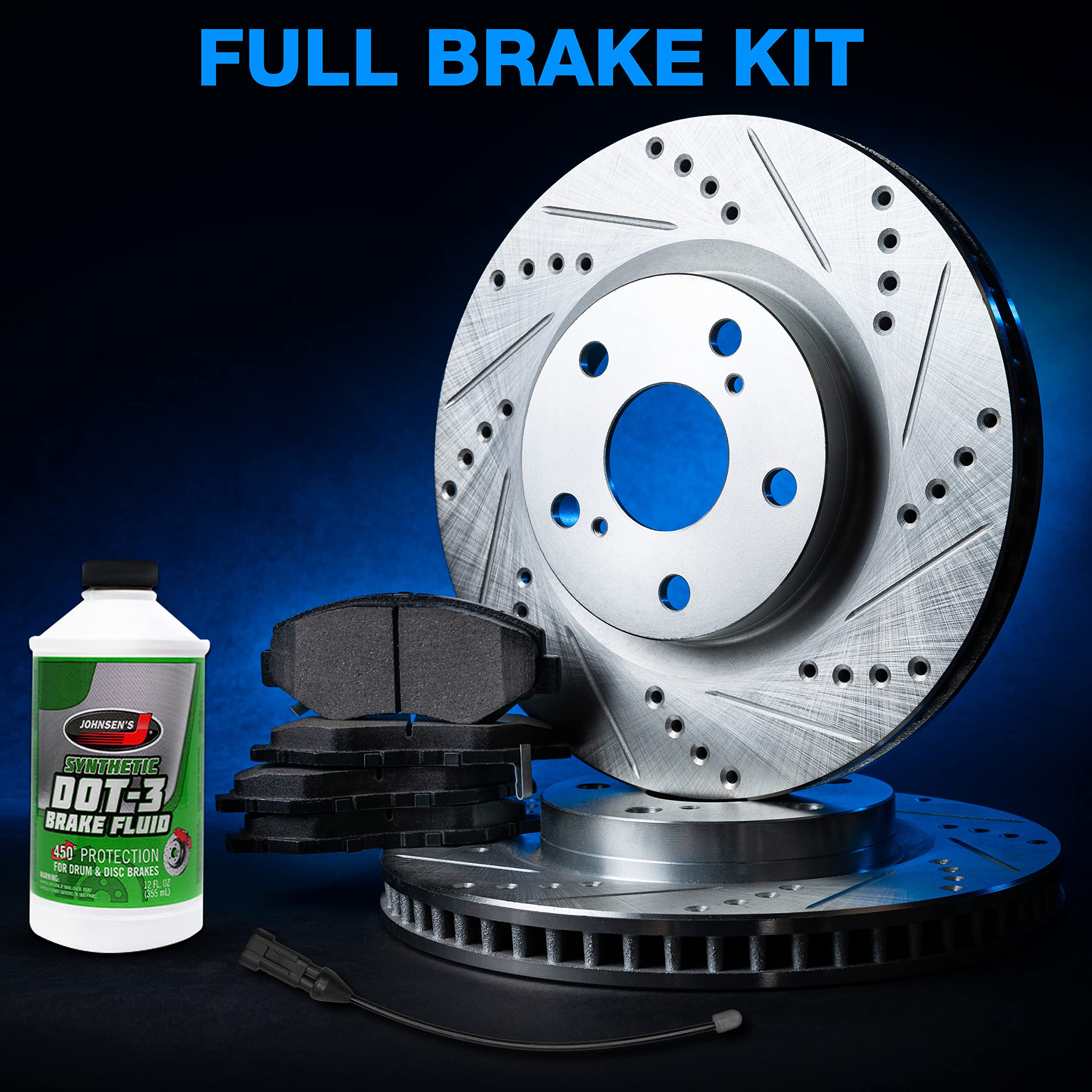 High-Performance Power Sport Rear Brake Pads & Rotors Kit - Semi-Metallic Braking System with Sensor Wire (BLC1.20039.63) for Motorcycles, ATVs & Off-Road Vehicles