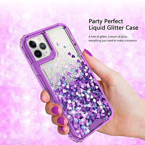 **Galaxy Wireless Phone Case Compatible with iPhone 12 Pro Max - Hard Clear Glitter Liquid Waterfall Heavy Duty Protective Cover for Women & Girls (Purple) - Perfect for Everyday Use, Travel & Style**