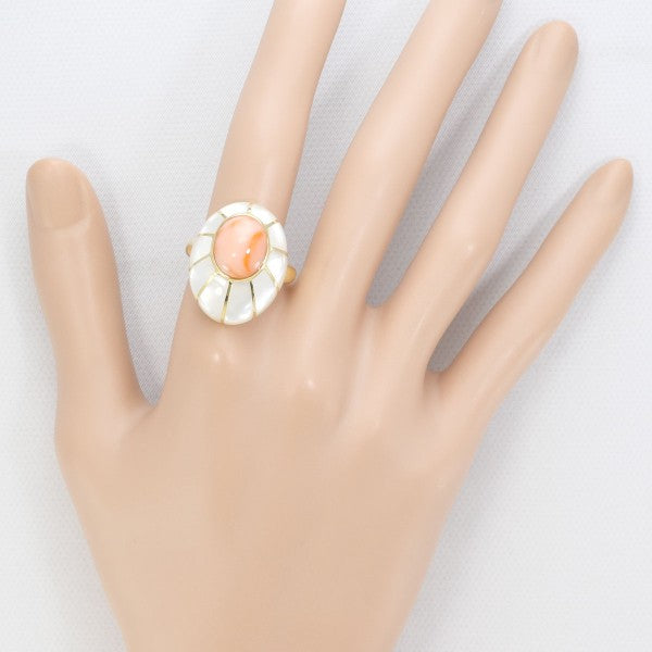 18K Yellow Gold Shell Coral Ring for Women - Elegant Beach Wedding Jewelry, Perfect for Bridal, Engagement, Anniversary Gifts & Tropical Vacations