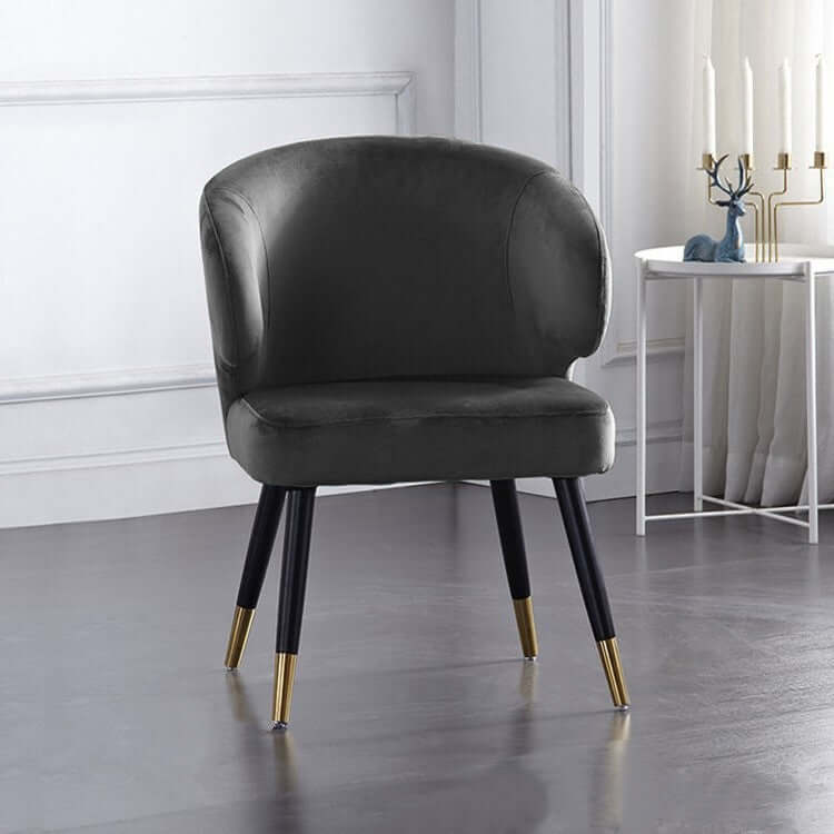 Mid-Century Modern Gray Velvet Upholstered Dining Chairs with Arms - Set of 2 for Dining Room, Kitchen, or Home Office - Comfortable & Stylish Seating Solution