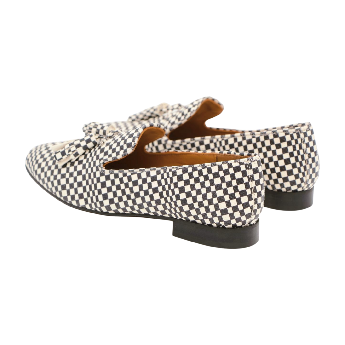 PEDRO MIRALLES Black & White Checkered Leather Loafers with Tassels - Classic Men's Dress Shoes for Business, Office & Formal Occasions