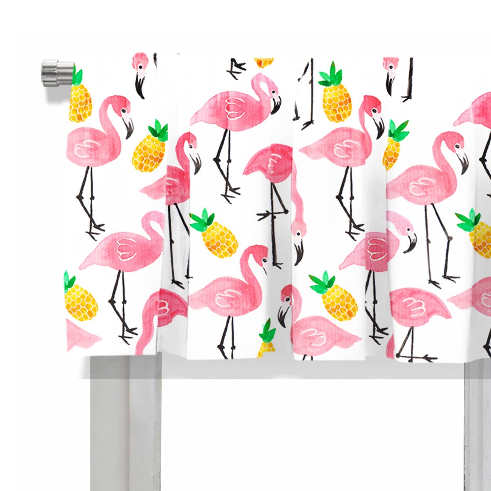 Pink Flamingo Pineapple Window Valance - 52