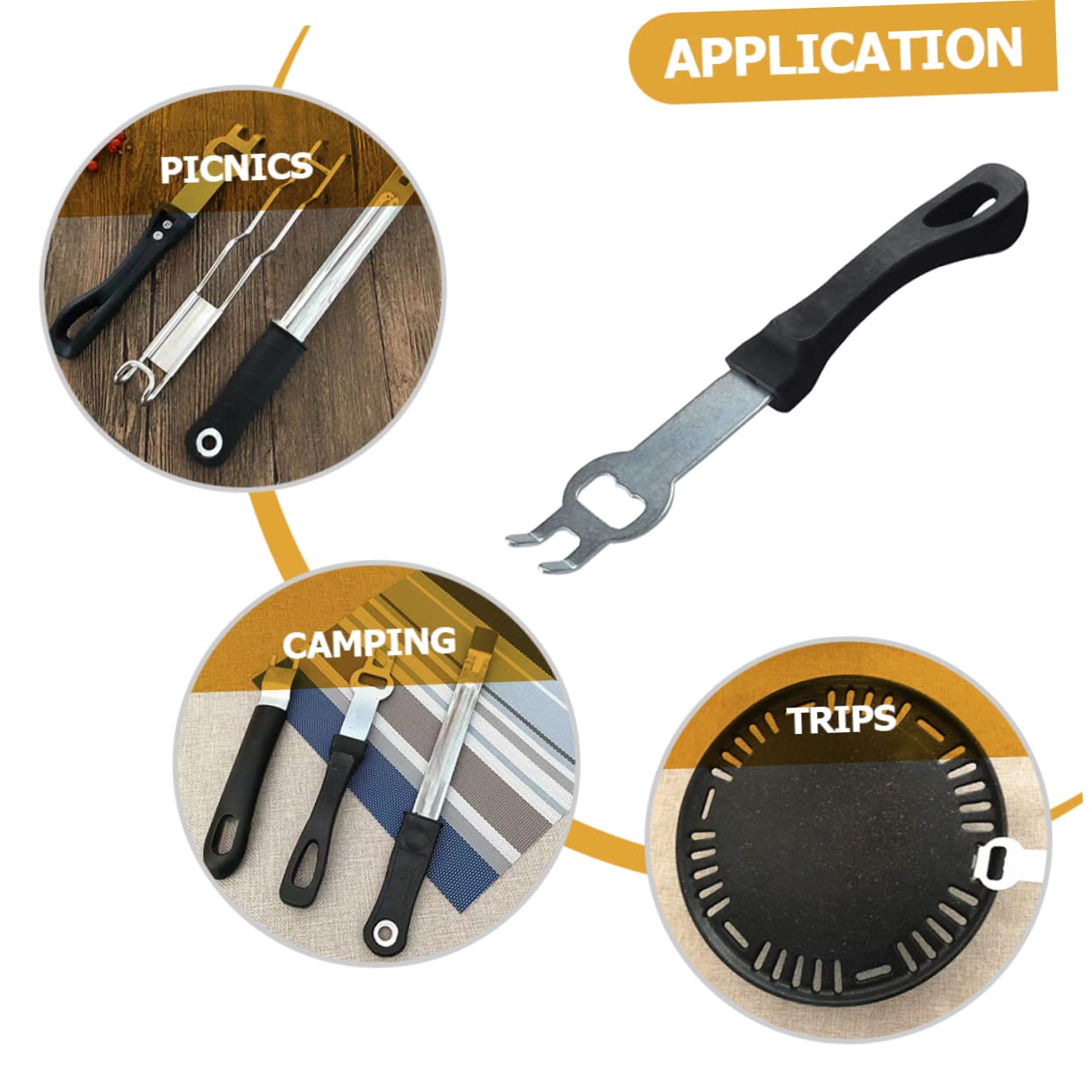 Premium Stainless Steel BBQ Grill Utensils Set - 5-Piece Camping & Rotisserie Tools with Heat-Resistant Silicone Grips - Perfect for Outdoor Grilling, Backyard BBQs, Picnics & Tailgating Parties