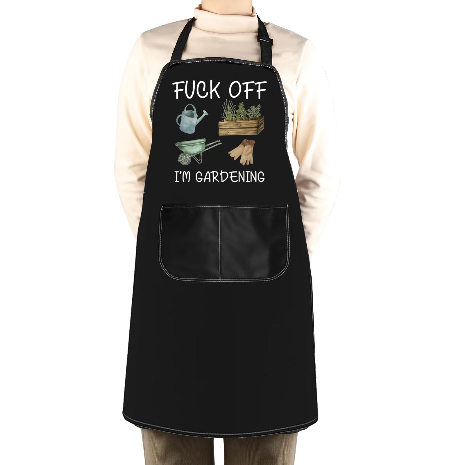 WCGXKO Gardening Apron - Funny Plant Lover Gift for Women & Gardeners - Durable Workwear for Planting, Weeding & Outdoor Activities