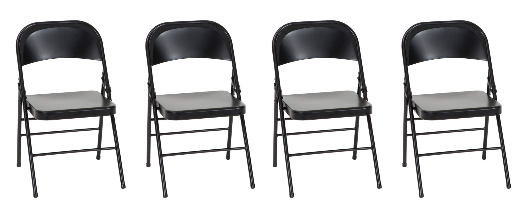 CoscoProducts Bridgeport Folding Chair 4-Pack Black - Stackable & Space-Saving Chairs for Home, Office, Events & Outdoor Gatherings