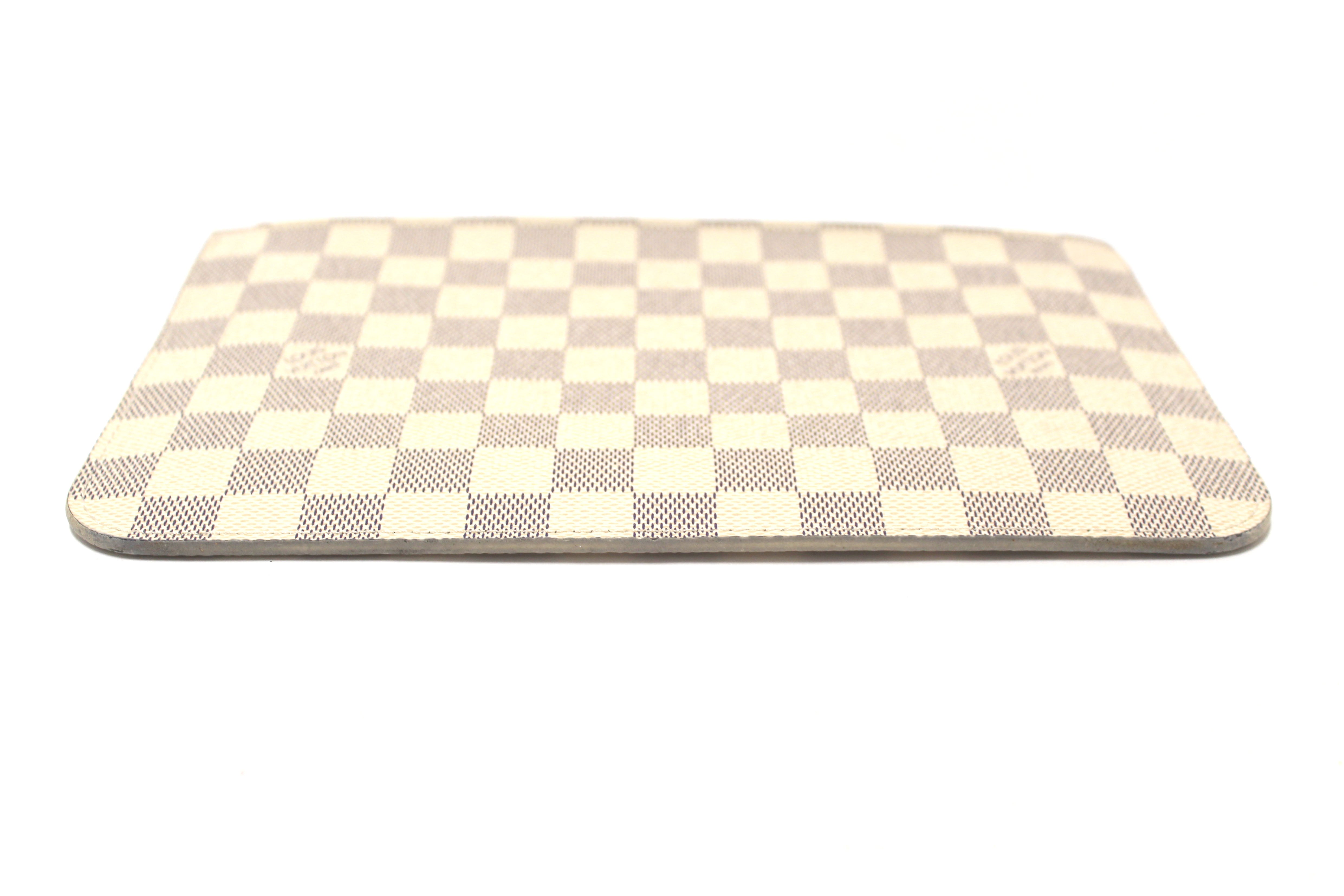 Original Louis Vuitton Damier Azur Canvas Neverfull Pouch Pochette Handbag - Luxury Designer Clutch for Women, Perfect for Travel, Shopping & Evening Events