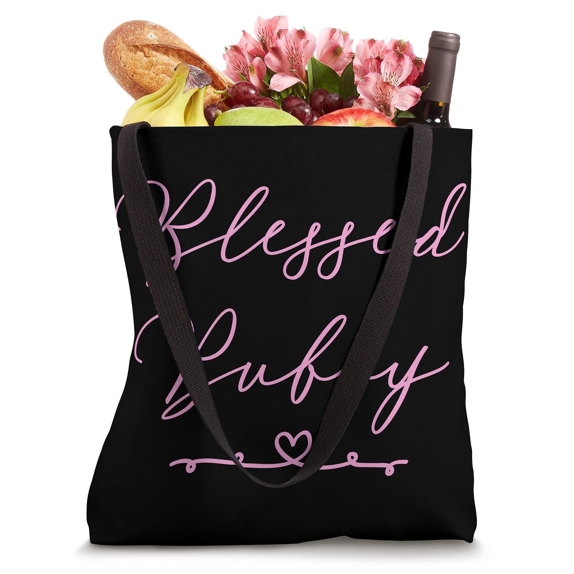 Blessed Bubby Tote Bag - Large Reusable Grocery Shopping Bag with Inspirational Quote - Perfect for Beach, Church, Work & Everyday Use