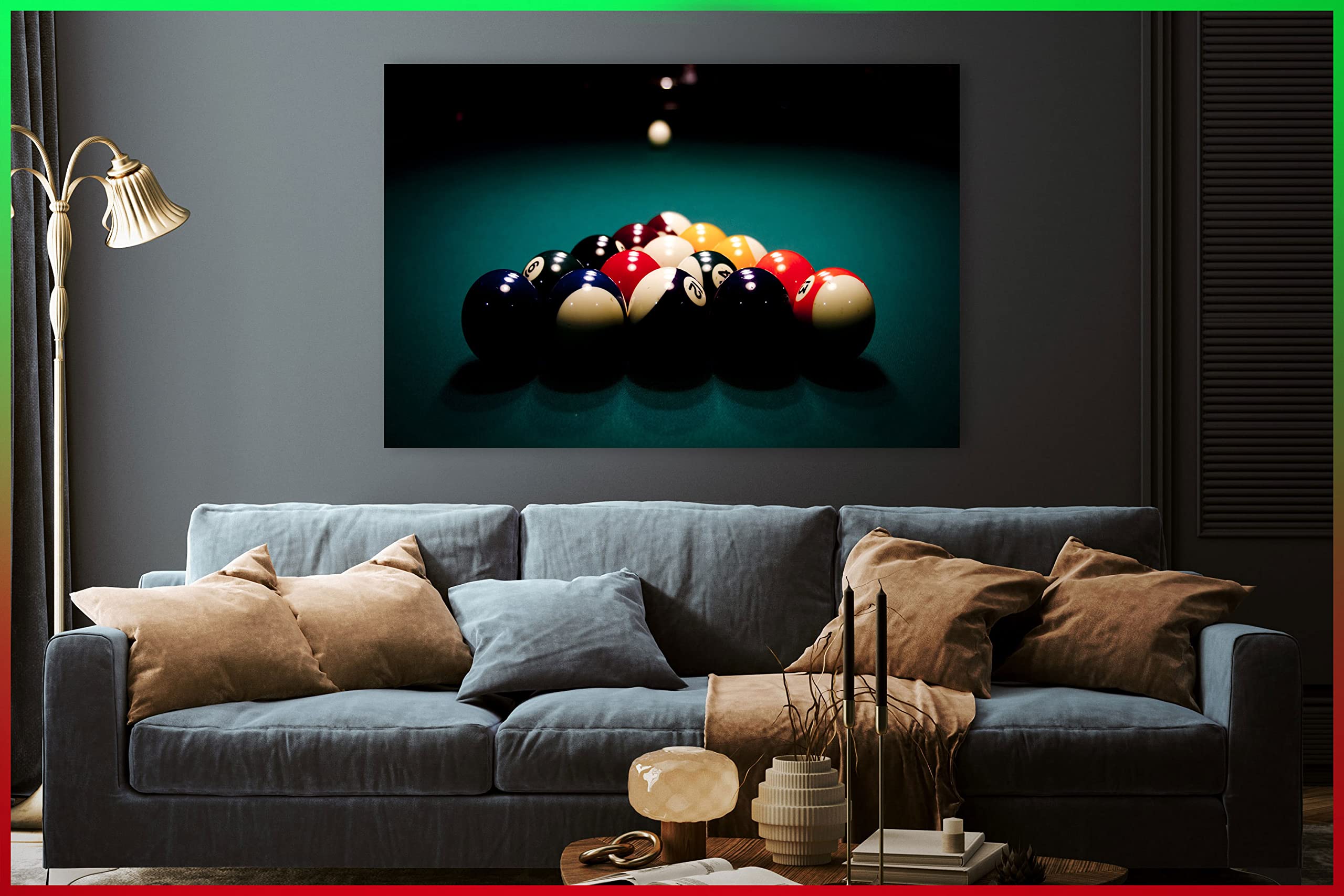 Billiards Pool Sports Canvas Wall Art - Handmade Printed Picture for Home Decor - Ready to Hang Painting for Bedroom, Living Room, Kids Room & Kitchen (19x28 Inches) - Perfect for Game Rooms, Sports Bars & Man Caves