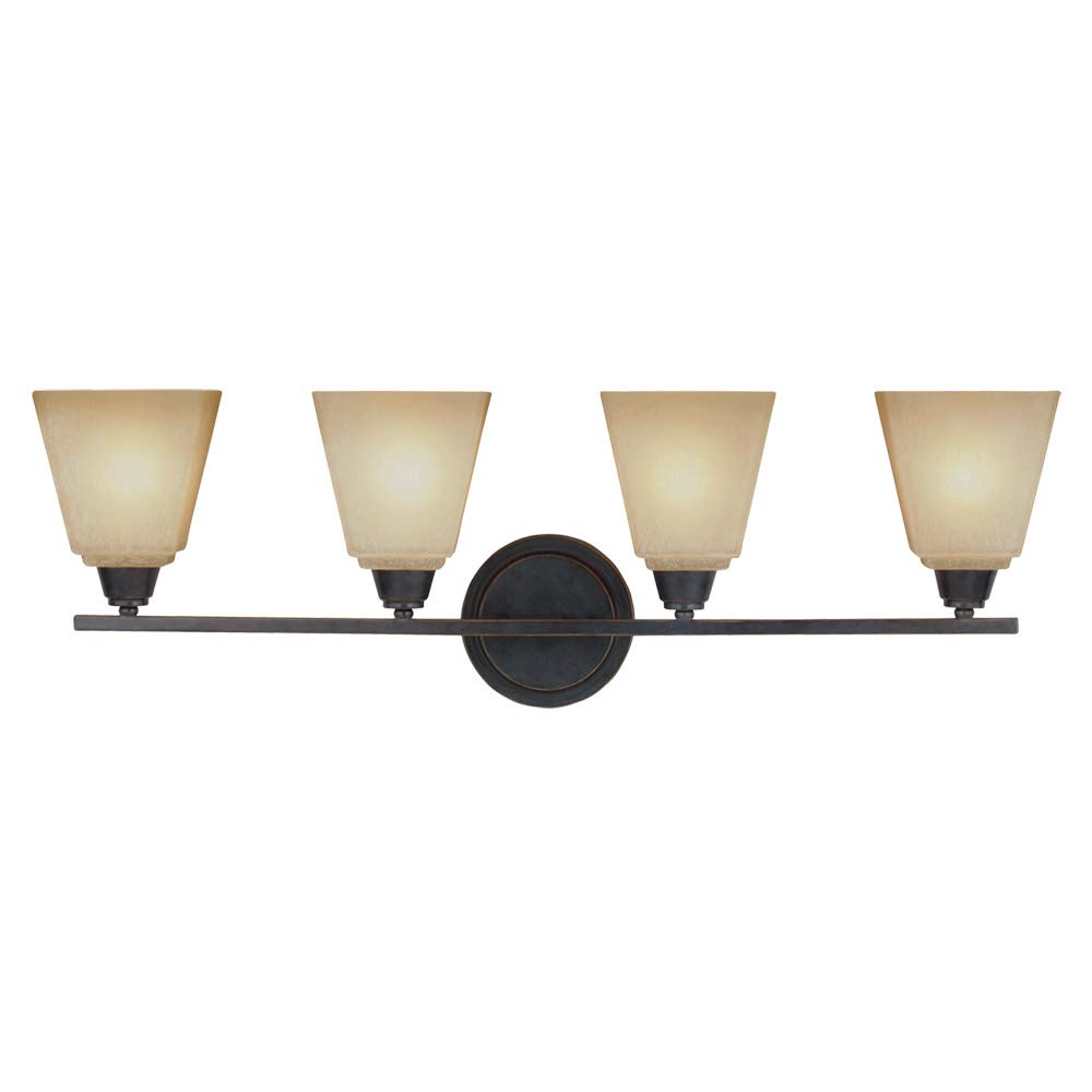 Seagull 4413004-845 4-Light Bathroom Vanity Light Fixture in Bronze/Dark Finish - Perfect for Modern Bathroom, Powder Room, and Spa Decor