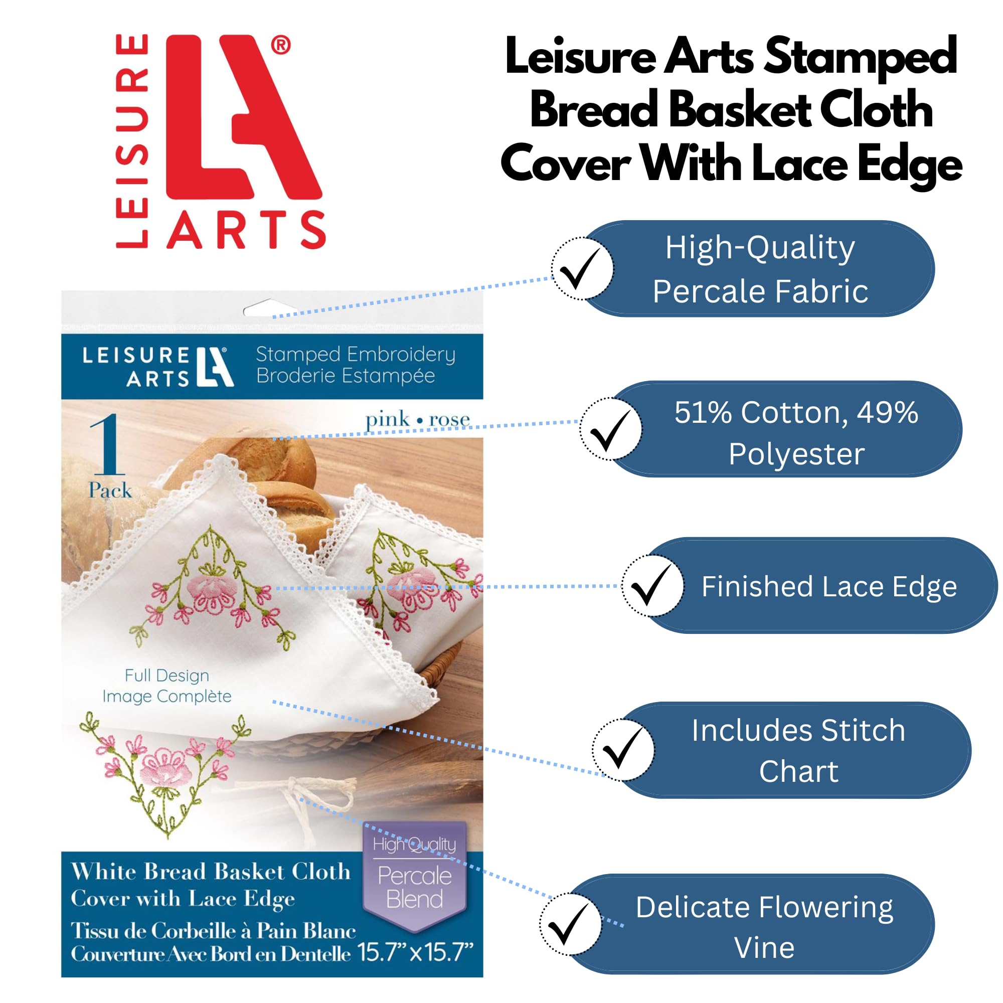 Leisure Arts Bread & Basket Cloth 15.7