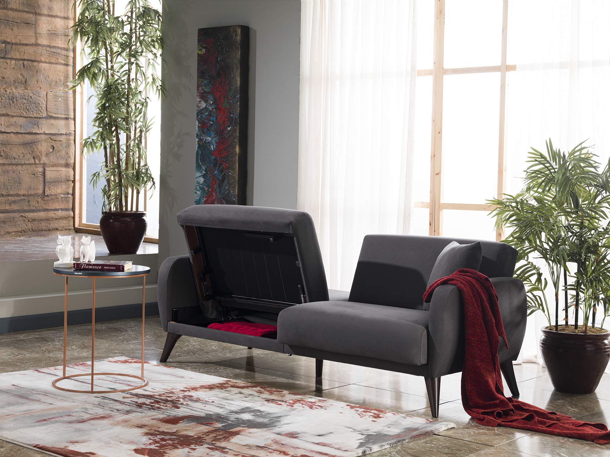 BELLONA Functional Sofa in a Box - Easy Assembly Modern Couch (Charcoal Gray) for Living Room, Apartment & Small Spaces