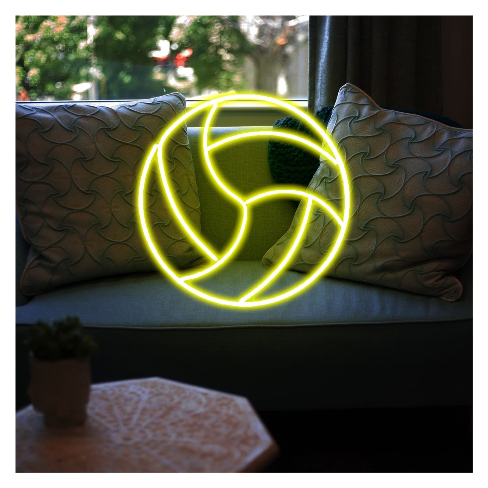 Custom Volleyball Neon Sign - Dimmable LED Wall Decor for Home, Room & Store - 50x50cm Lemon Yellow Light - Perfect for Sports Themed Bedrooms, Game Rooms & Indoor Decor