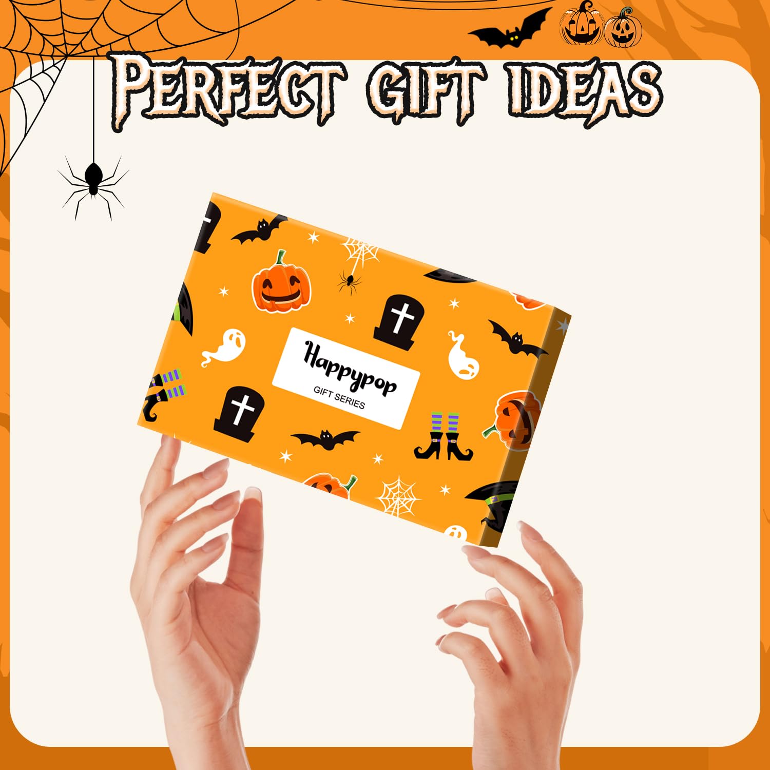 HappyPop Halloween Knee High Socks for Girls & Teens - Orange Bat Print Novelty Socks - Perfect for Costumes, Trick or Treating & Halloween Parties
