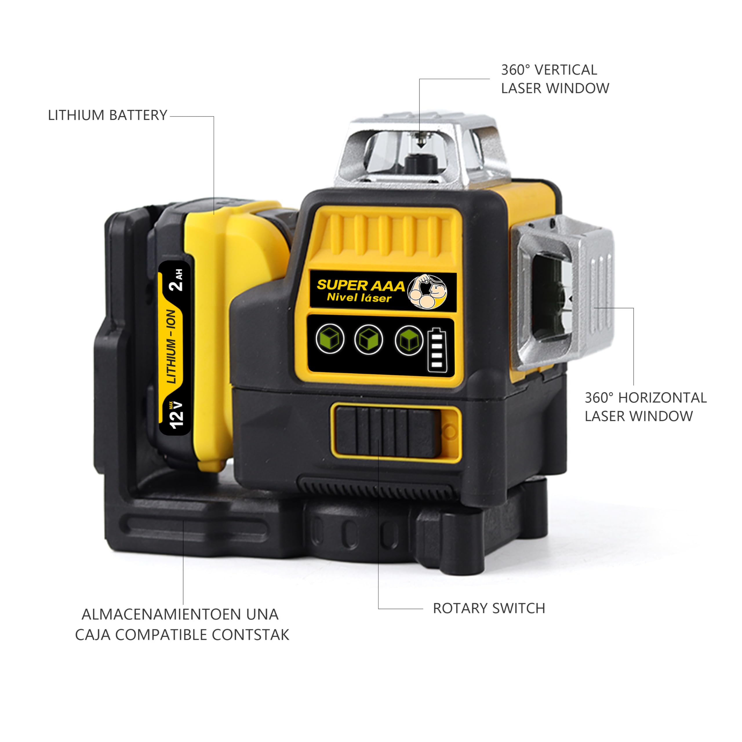 **Rechargeable 360° Self-Leveling Green Laser Level with Tripod & Magnetic Base - Professional Laser Level Tool for Construction, Tiling, Home Renovation - Ideal for Builders, Contractors, and DIY Projects**