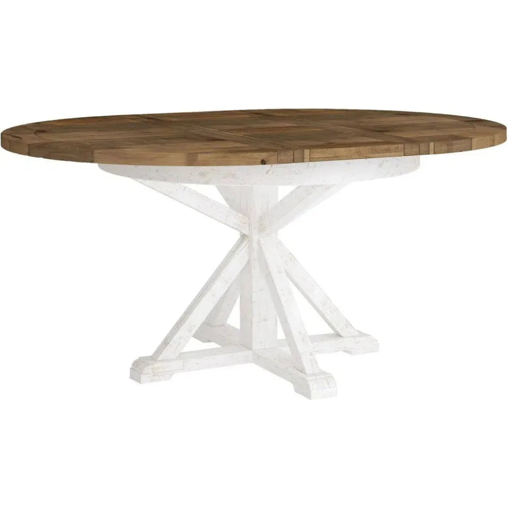 47/67 Inch Round Extending Two-Tone Wood Dining Table for Kitchen, Dining Room, and Small Spaces | Expandable Design for Hosting Guests