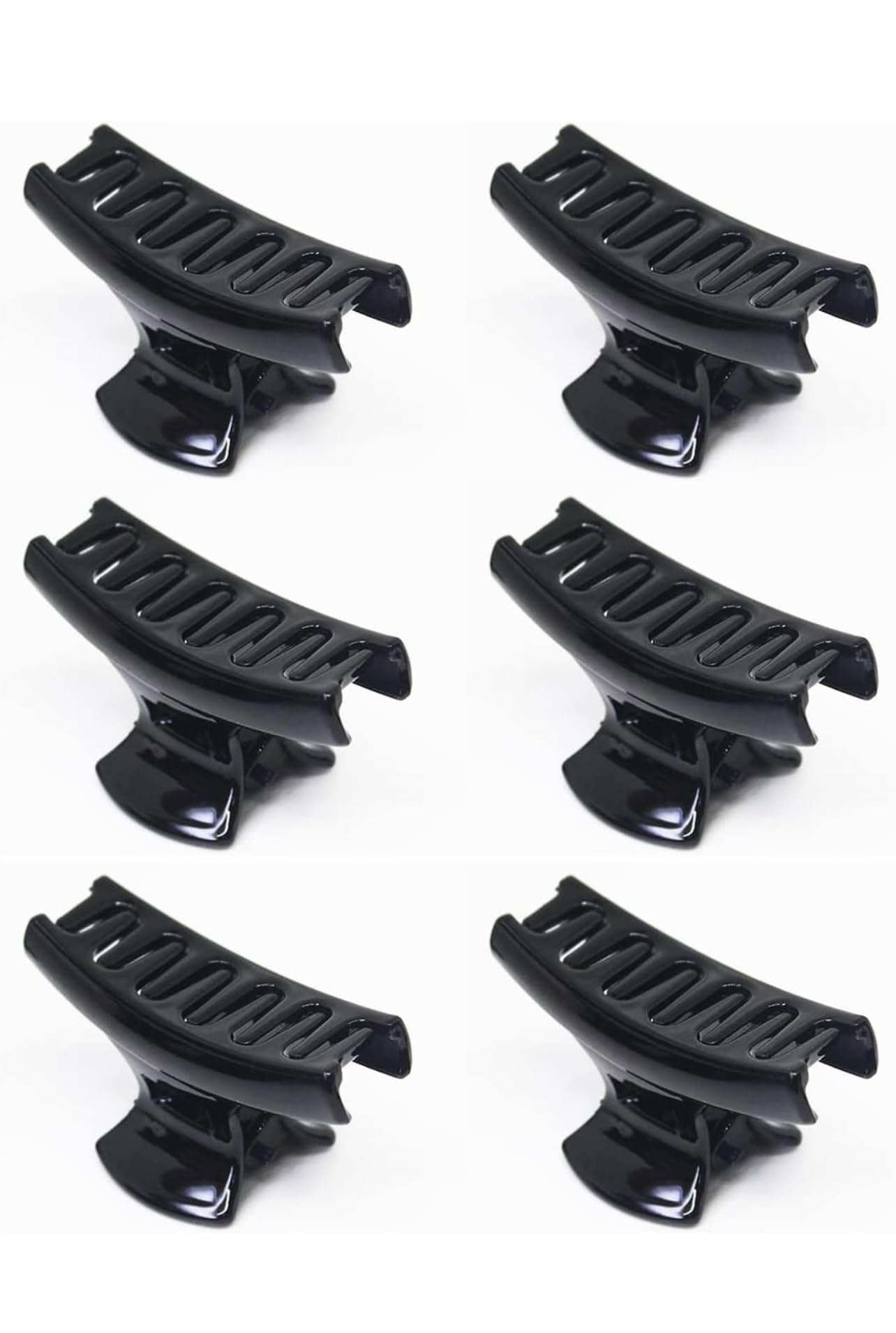 Stylish Black Plastic Hair Claw Clips for Women & Girls - Non-Slip Hair Accessories (Pack of 6, One Size) | Perfect for Everyday Use, Work, and Special Occasions
