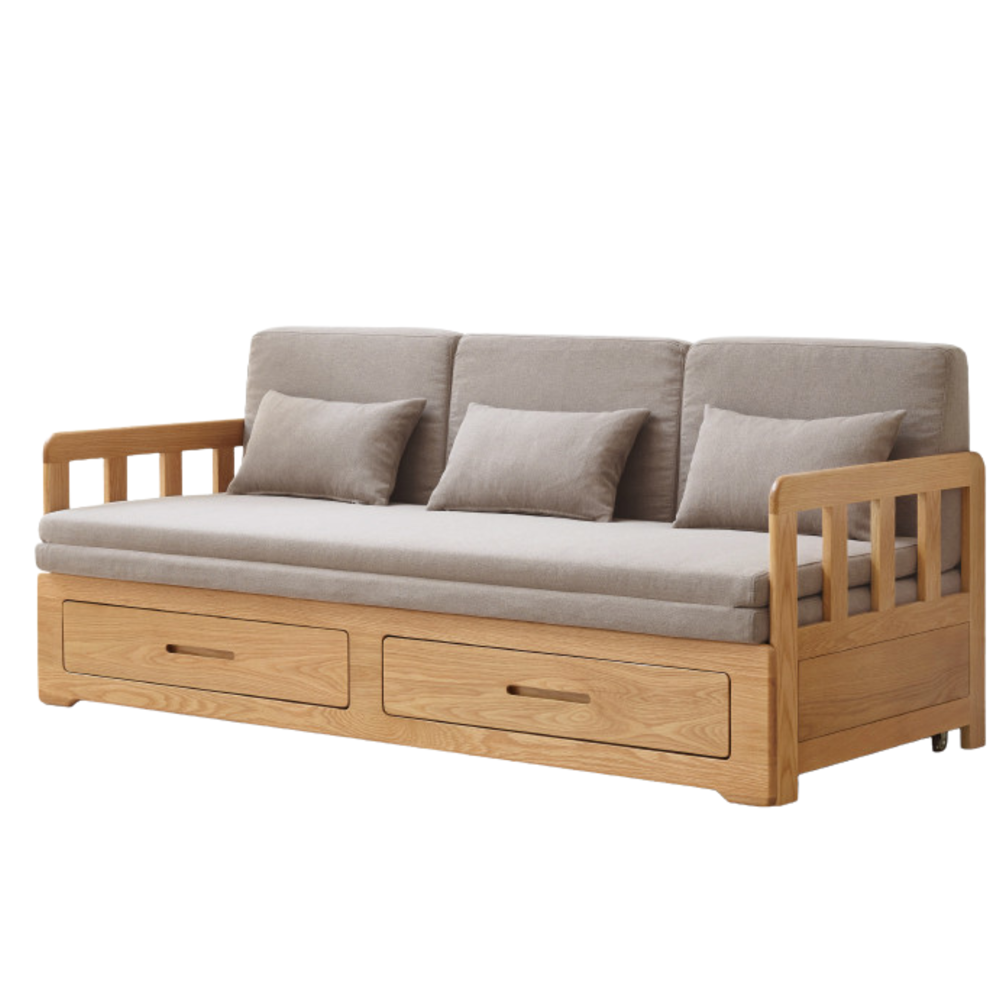 78.7х33.3х32.7 inch / 200х84.7х83.5сm / Natural wood - flax gray ordinary pad / sofa bed