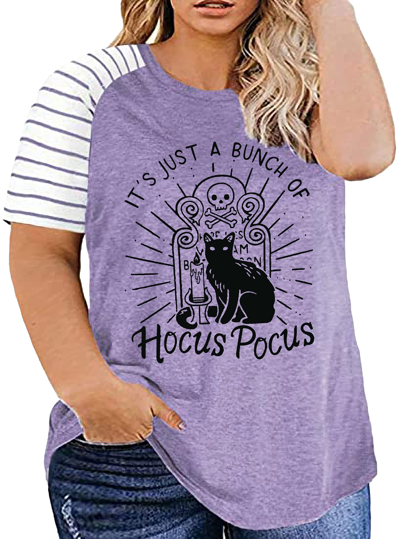 Plus Size Halloween T-Shirts for Women - Hocus Pocus Movie Inspired Oversized Shirts | Cute & Comfortable Halloween Costume Tops for Parties & Cosplay