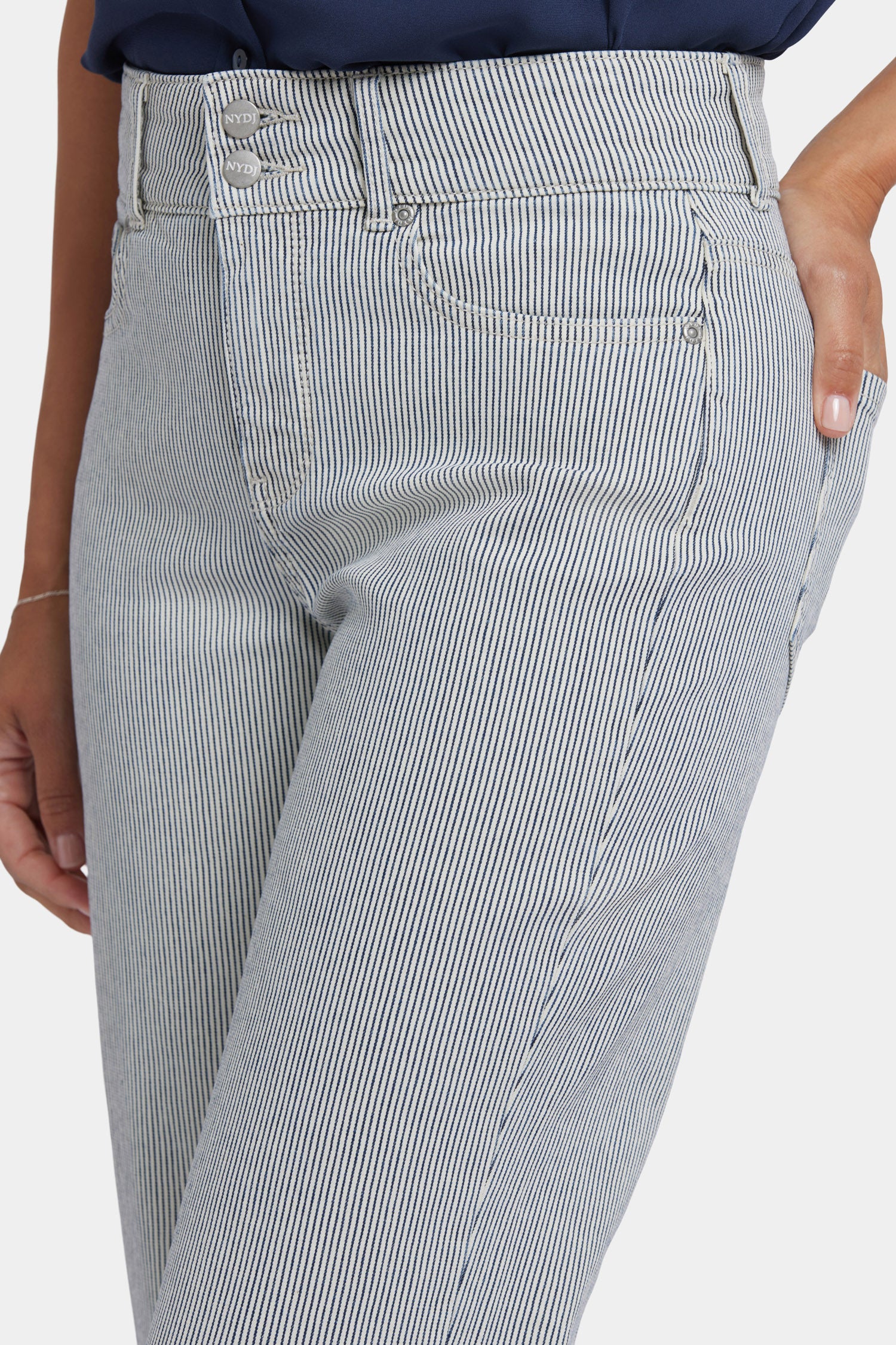 Bailey Relaxed Straight Crop Jeans for Women | Luarca Stripe Denim Pants | Casual Comfort Fit for Everyday Wear & Outings