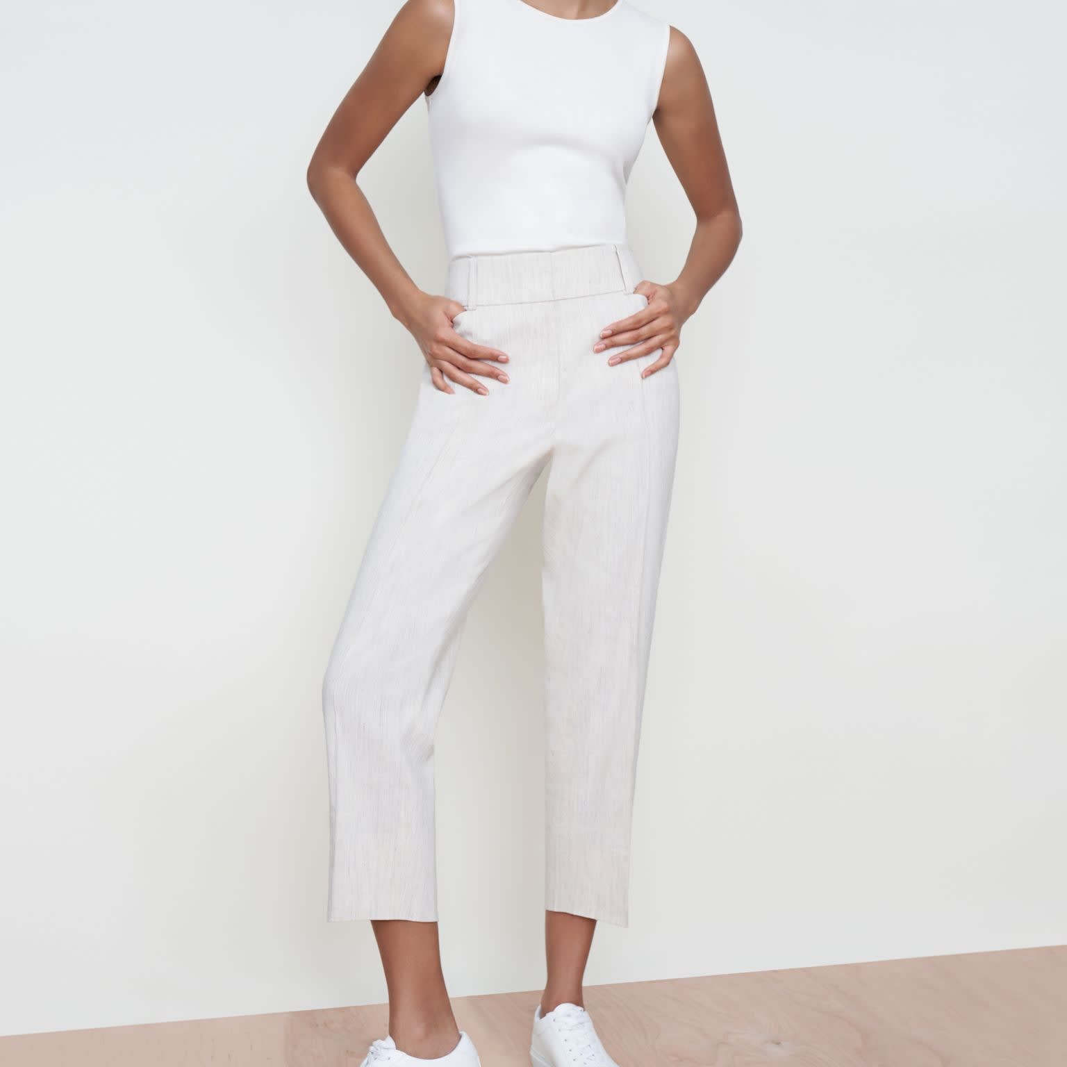 Chester Pant - Slubbed Stretch Linen Pants for Women | Natural Color | Comfortable Casual Wear for Office & Weekend Outings
