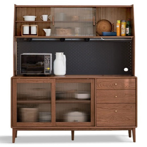 Solid Oak Wood Sideboard Buffet Cabinet - Rustic Farmhouse Dining Room Storage for Dishes, Linens & Entertaining Essentials
