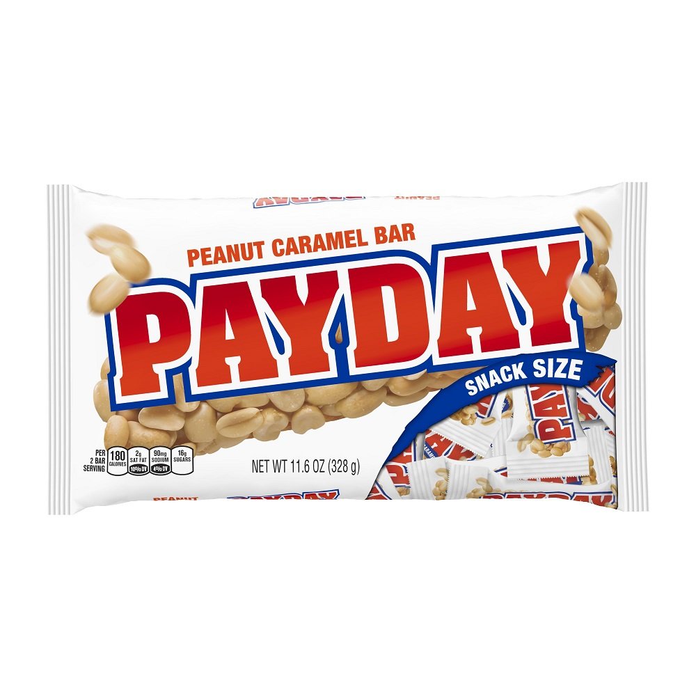 PayDay Snack Size Peanut Caramel Candy Bars - 11.6 Oz Bags (12 Pack) | Bulk Snacks for Office, Vending Machines & Halloween Treats