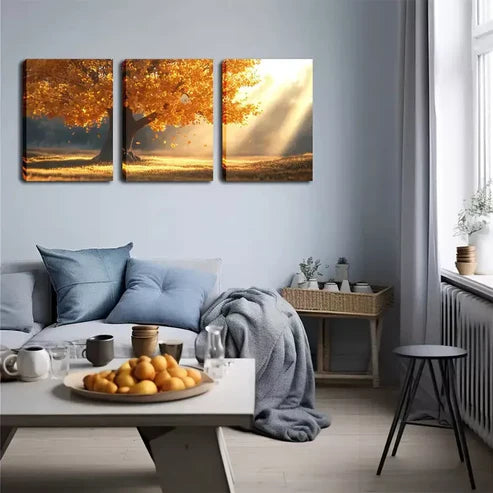 3-Piece Framed Canvas Wall Art Set - 'A Magnificent Tree in The Sun' (60x90cm) | High-Quality Print | 100% Australian Made | Ready to Hang | Perfect for Living Room, Bedroom & Office Decor