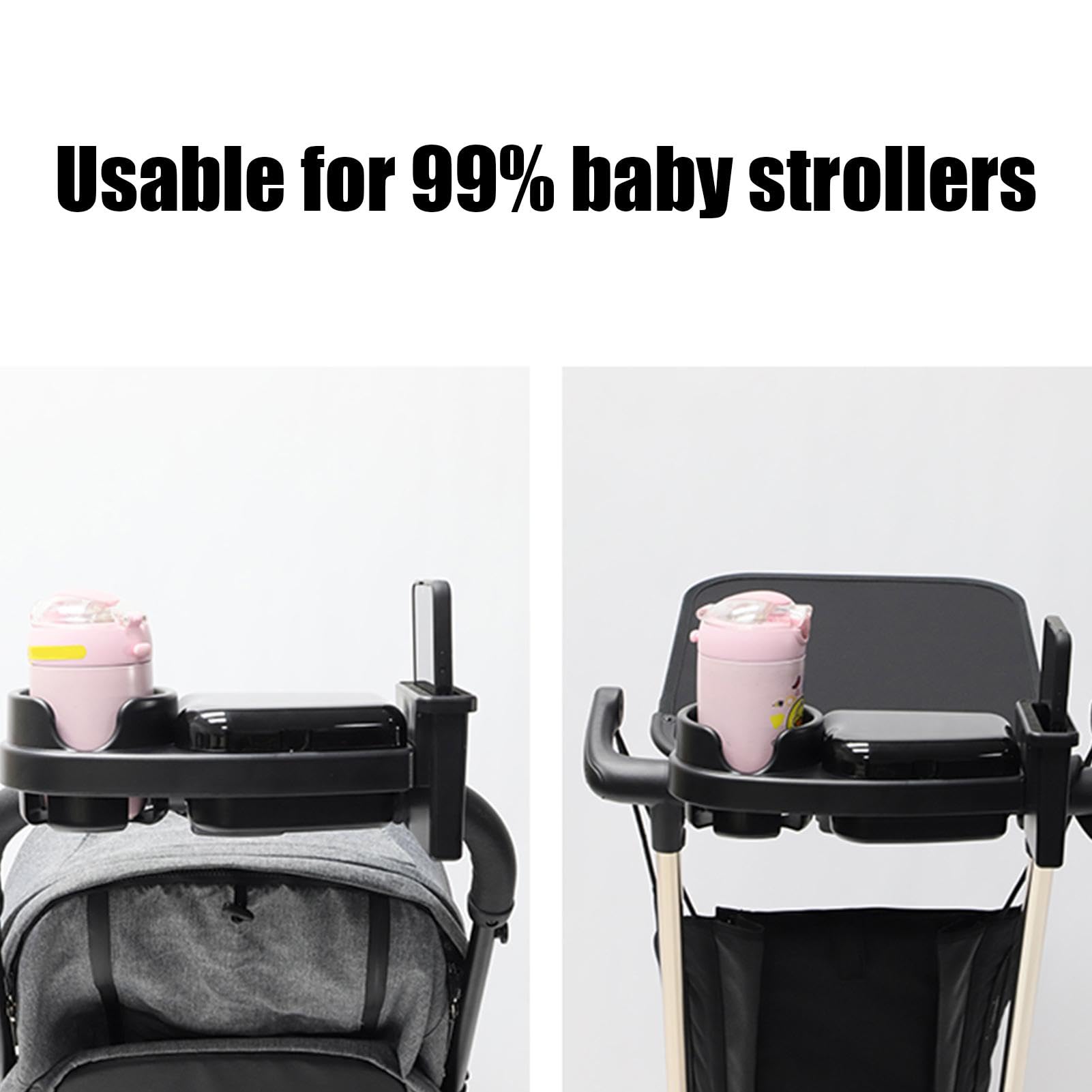**Stroller Snack Tray with Cup Holder - Stable & Flexible Organizer for Toddlers, Babies - Perfect for Snacks, Drinks & Toys - Ideal for Strollers, Car Seats & High Chairs**