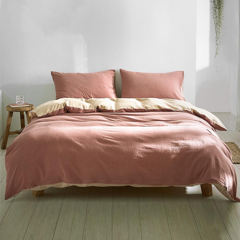 Premium Cotton Quilt Cover Set - Double Size Duvet Cover in Red & Beige for Cozy Bedroom Decor & Comfortable Sleep