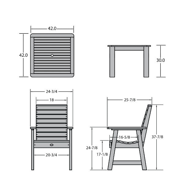Glennville 5-Piece Square Outdoor Dining Set - Patio Furniture with Table and 4 Chairs - Perfect for Backyard, Garden, and Poolside Gatherings