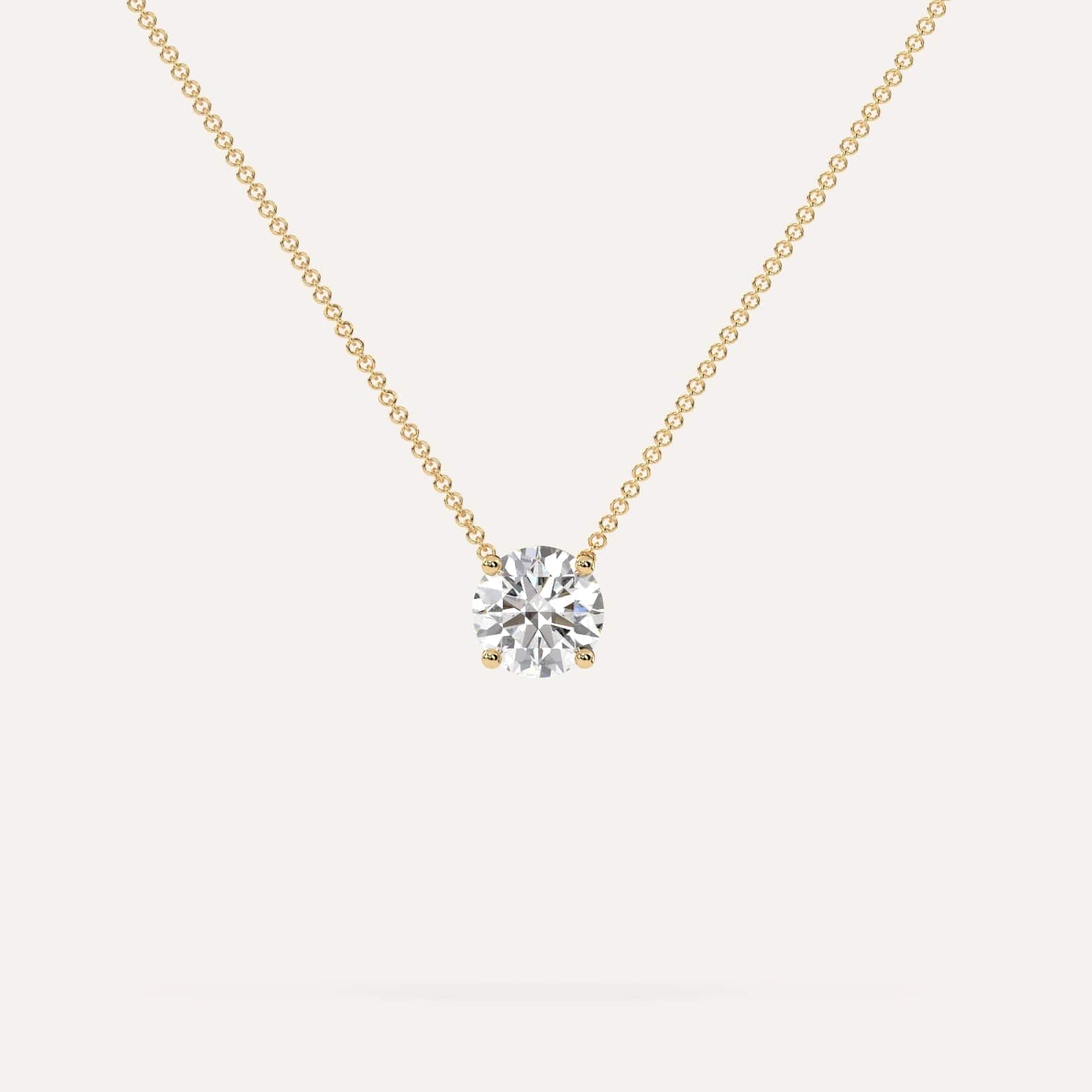 1 Carat Round Floating Diamond Necklace for Women - 925 Sterling Silver Solitaire Pendant - Elegant Gift for Anniversary, Wedding & Valentine's Day - Perfect for Evening Parties & Special Occasions