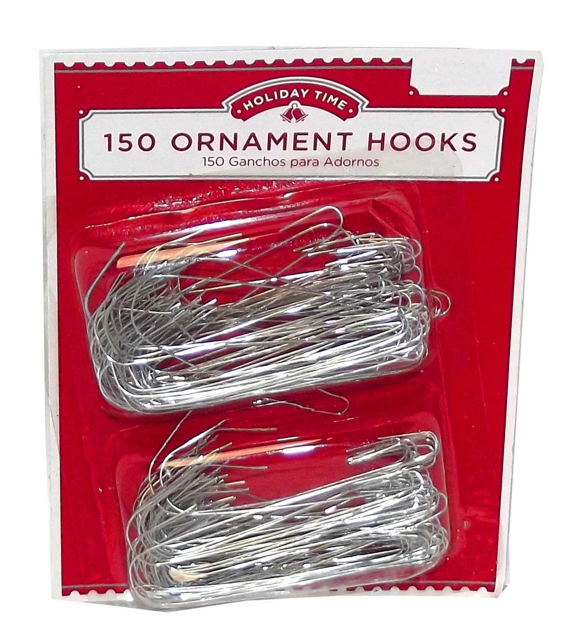 Holiday Time 150 Silver Ornament Hooks for Christmas Tree Decorations - Durable Metal Hooks for Hanging Ornaments, Lights & Decor