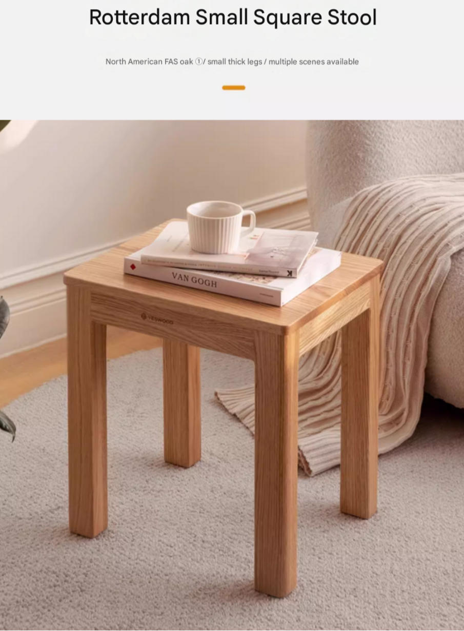 Solid Oak Wood Stool - Rustic Bar Stool, Kitchen Island Stool & Counter Height Stool for Home, Cafe and Restaurant Use