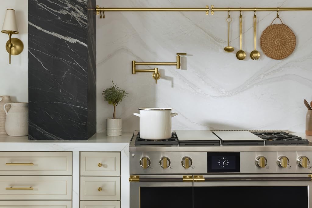 KOHLER 35745-VS Contemporary Wall-Mount Pot Filler Faucet - Stainless Steel Kitchen Sink Faucet for Easy Pot Filling - Perfect for Cooking, Brewing & Large Batch Meal Prep