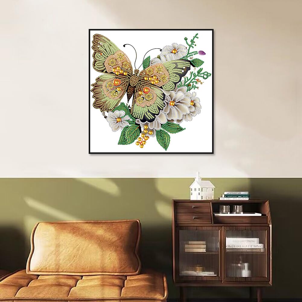 5D Diamond Painting Kit for Adults - Butterfly & Flower Special Shape DIY Art, 12x12 Inch Crystal Rhinestone Canvas for Home Wall Decor, Perfect Gift for Beginners | Relaxing Craft for Stress Relief & Room Decoration