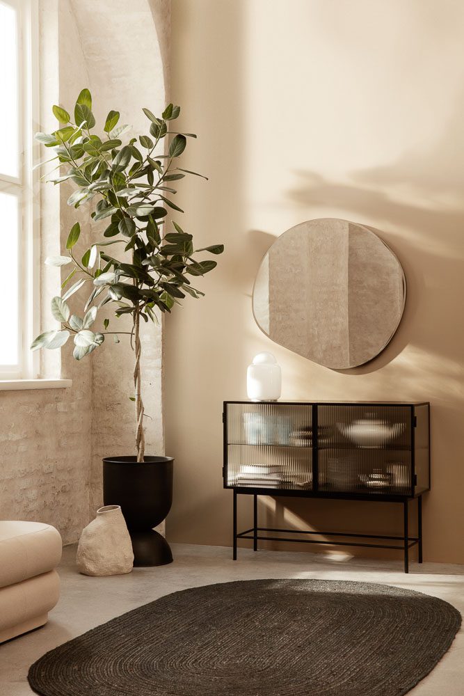FERM LIVING Pond Mirror XL - Large Round Brass Wall Mirror for Bathroom, Living Room & Bedroom Decor - Elegant Home Accent for Modern Interior Design