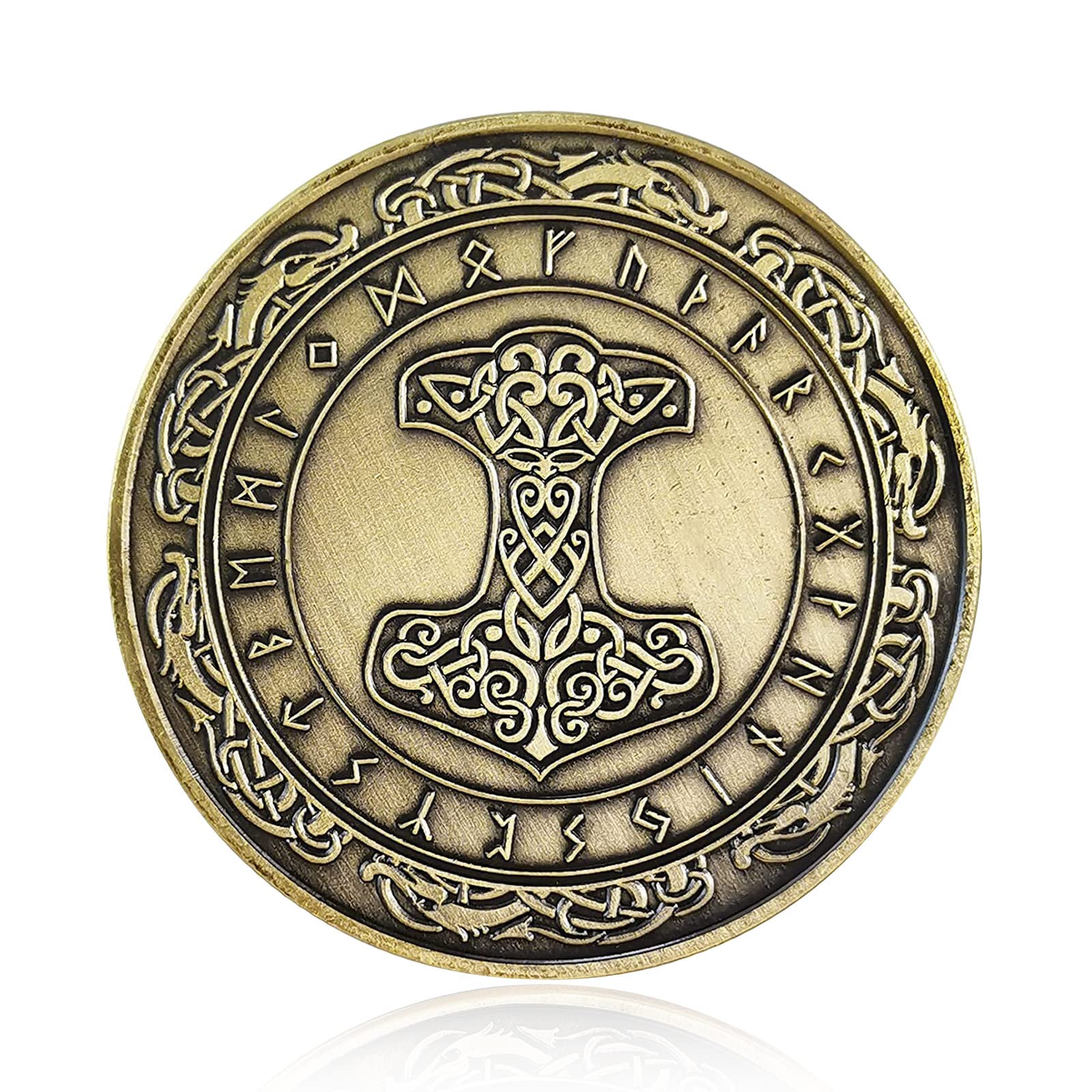 Viking Rune Coin Set of 5 - Norse Mythology Amulet Necklace - Viking Jewelry Gifts for Men & Women - Perfect for Cosplay, LARP, Historical Reenactment & Viking Enthusiasts