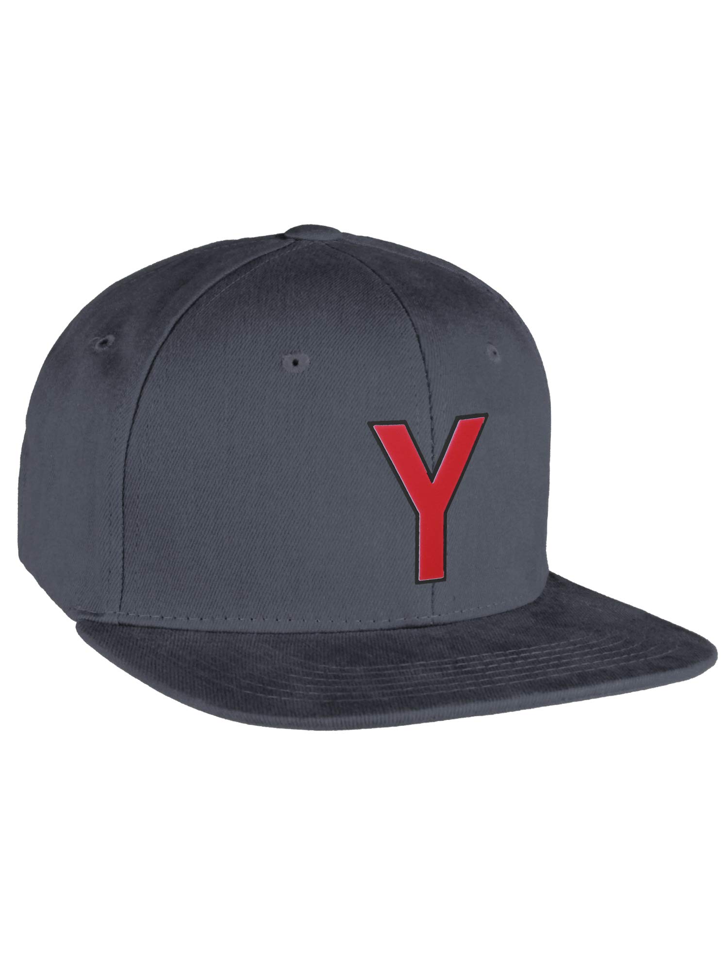 Custom Flexfit Classic Flat Bill Visor Cap with A-Z Initial Letter - Charcoal Black Red | Stylish Baseball Hat for Men & Women, Perfect for Sports, Outdoor Activities & Fashion Statement