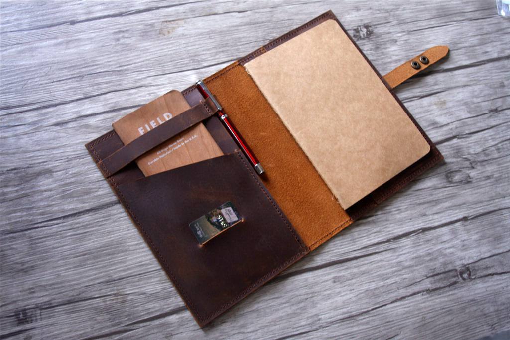 Handmade Custom Brown Leather Journal Cover - Personalized Notebook Holder for Men & Women - Perfect for Writing, Sketching & Travel Journaling