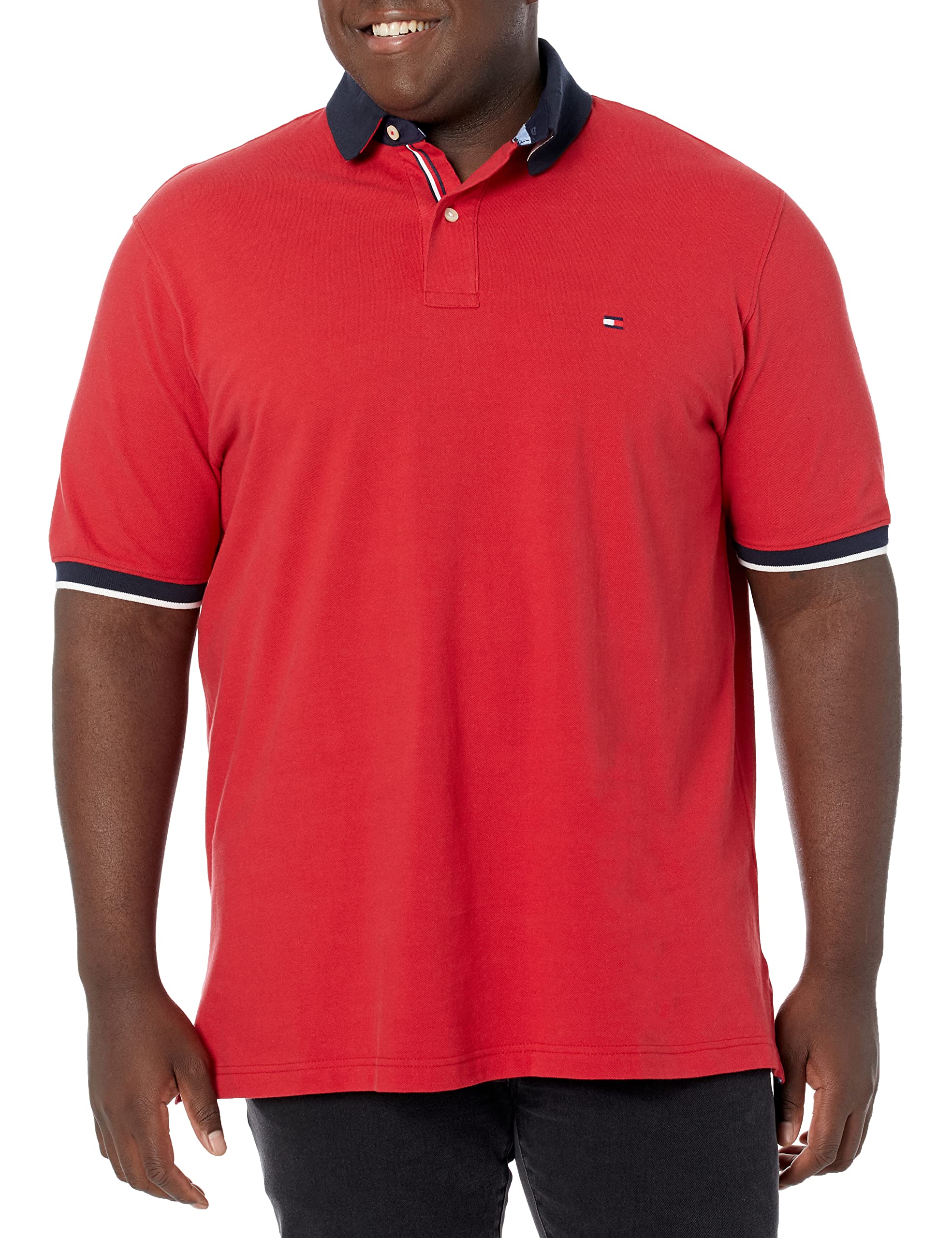 Tommy Hilfiger Men's Big & Tall Custom Fit Short Sleeve Polo Shirt - Comfortable & Stylish Casual Wear for Work, Golf & Outdoor Activities