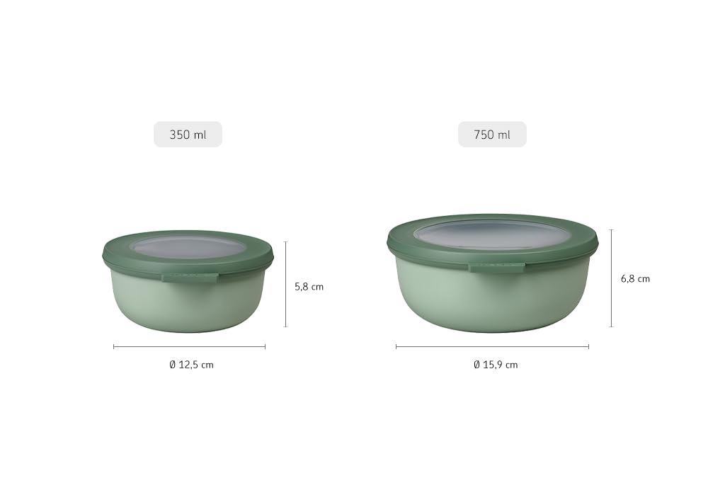 MEPAL Cirqula Multi-Purpose Food Storage & Serving Bowl with Lid - 0.8 Quart (750ml) Airtight Container for Meal Prep, Leftovers & Entertaining - Nordic Black Design - Perfect for Kitchen, Picnics & Office Lunches