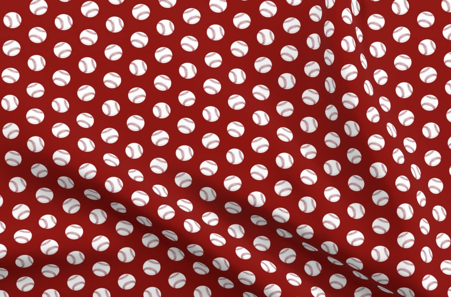 Baseball Themed Dark Red Printed Cotton Fabric by Spoonflower - Fat Quarter for Sewing, Quilting, Apparel & Crafts | Perfect for Sports Decor, DIY Projects & Spring-Themed Creations