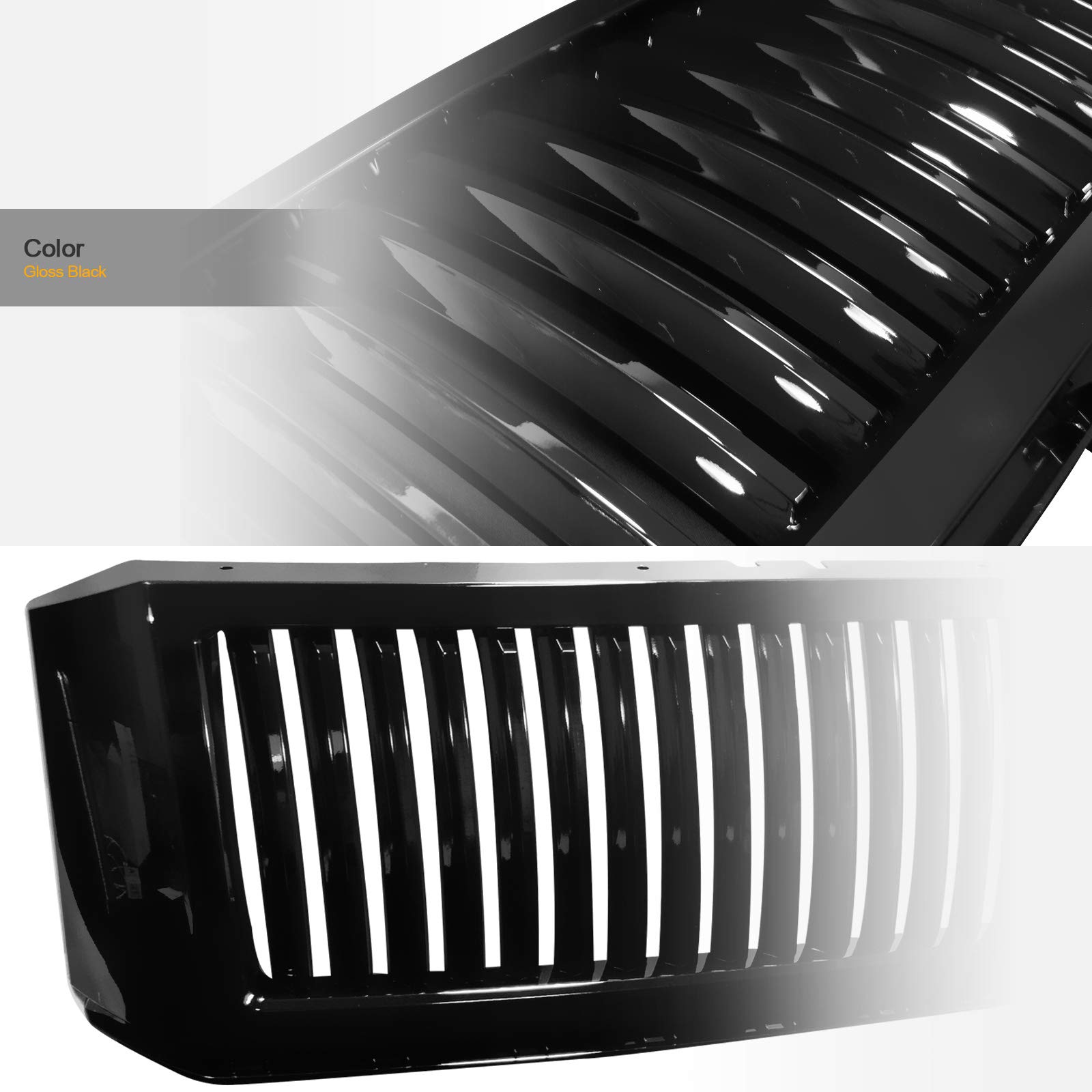 2007-2014 Ford Expedition Vertical Front Hood Bumper Grille Replacement - Glossy Black Finish for Enhanced Style & Protection | Perfect for Off-Roading, Car Shows & Daily Driving
