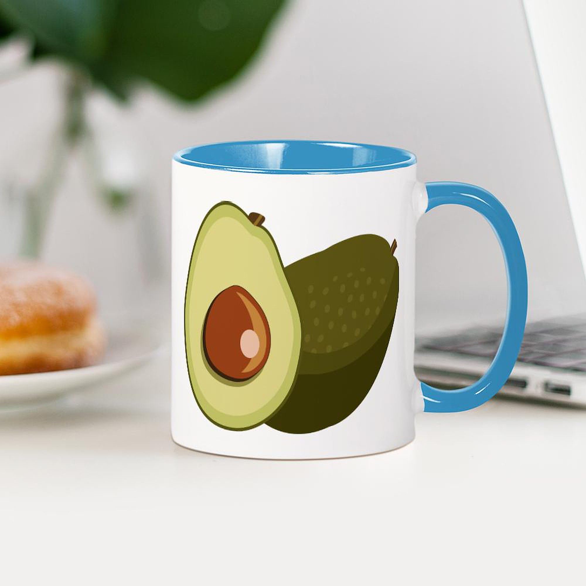 Avocado Shaped Ceramic Coffee Mug 11 oz (325 ml) - Perfect for Tea, Hot Chocolate & Office Use - Funny Gift for Avocado Lovers