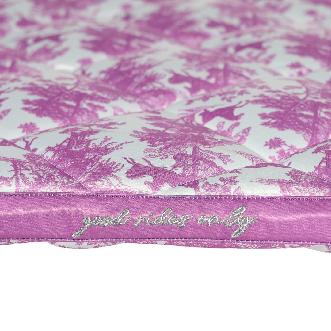 Dapplebay Equestrian Toile Pony Saddle Pad - Rose & White Floral Design - Breathable Non-Slip Horse Riding Pad for English & Western Riding, Shows & Training