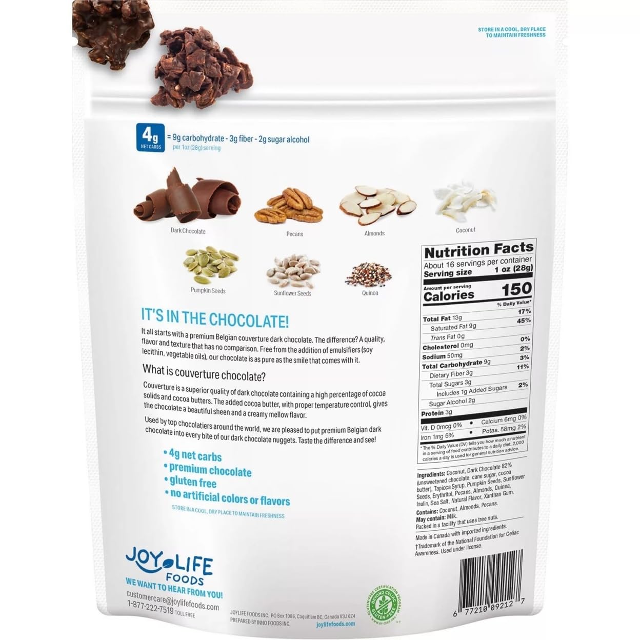 Keto Dark Chocolate Clusters - Low Carb Sugar Free Snacks for Weight Loss & Healthy Lifestyle - Perfect for Keto Diet, Office Snacking & Gift Giving